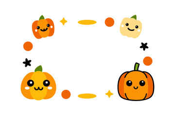 Fototapeta premium bright halloween frame with funny pumpkins float.