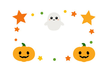 Fototapeta premium child friendly Halloween frame with ghost charact.