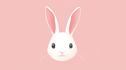 Obraz premium Adorable Rabbit Head Illustration on a Soft Pink Background Ready For Easter