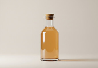 Minimal Glass Bottle Mockup with Cork and Light Background