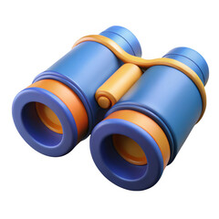 3d realistic binoculars blue and orange isolated on transparent background