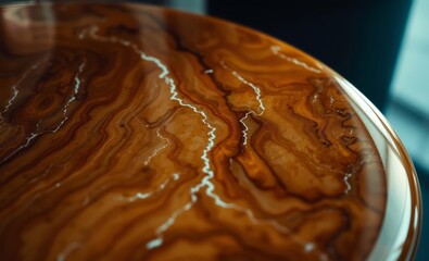 A smooth glossy surface polished onyx marble exhibiting exceptional high resolution revealing intricate veins and patterns in a spectrum of deep earthy tones a testament to the natural beauty and craf
