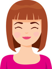 Smiling Portrait: A charming illustration of a young woman radiates joy and contentment, her cheerful expression captured in a close-up perspective. 