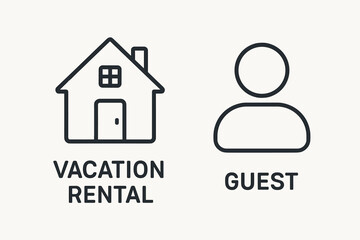 Vacation rental icon with guest symbol for hospitality and travel