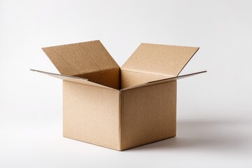 Open cardboard box on white background