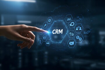 CRM Customer relationship management software system business technology concept. Generated AI