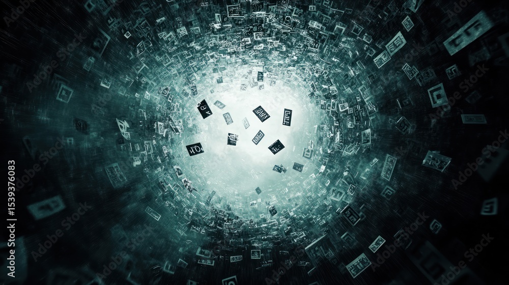 Poster data vortex: an abstract representation of information overload in the digital age