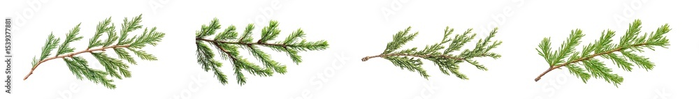 Poster close-up of a conifer branch isolated on transparent background