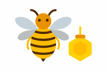 Cute cartoon bee and honeycomb illustration