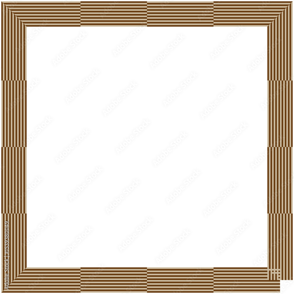 Poster wooden frame shape. brown vector border. square plank structure. abstract carpentry element.