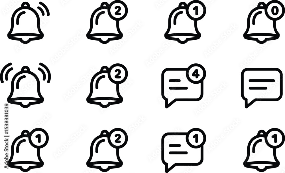 Poster collection of notification icons depicting alerts for social media and various digital messaging app
