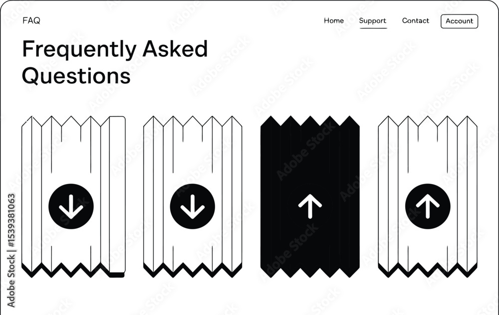 Poster minimalist faq section illustration depicting frequently asked questions user interface design with 