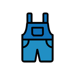 Cartoon Blue Overalls Childrens Wear Icon. Icon Symbol Illustration