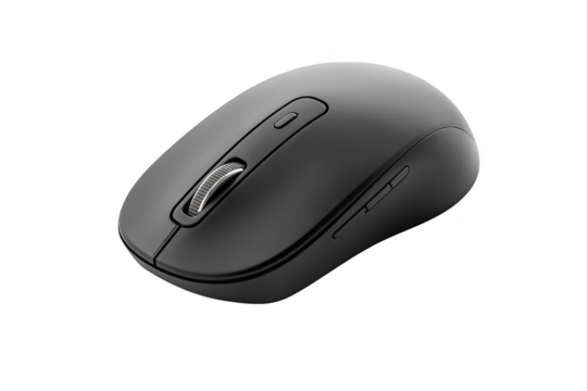 Black wireless computer mouse isolated on a transparent background - Powered by Adobe