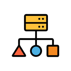Connected network data flow structure. Icon Symbol Illustration
