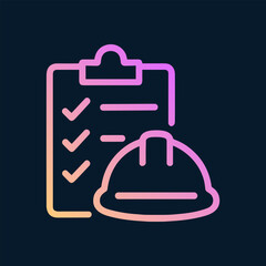 Construction checklist helmet outline colorful gradient. Icon Symbol Illustration