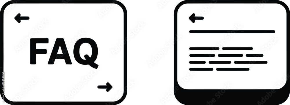 Poster black and white faq button and document icon representing frequently asked questions