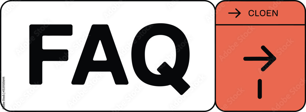 Poster conceptual illustration of faq with directional arrows signifying the process to a particular action