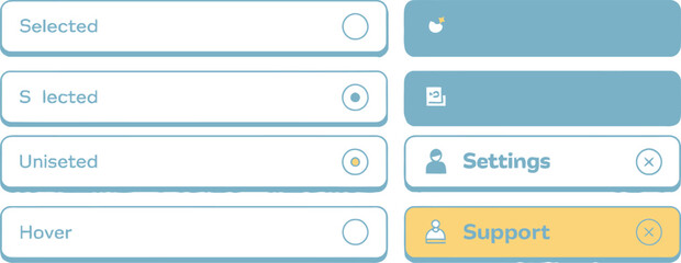 Digital interface button selection design example for web application or mobile app user experience display