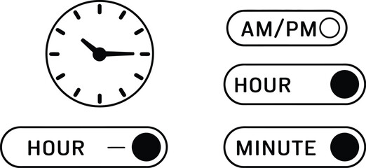 Minimalist clock and time setting controls illustrating time management and clock adjustment concepts