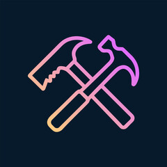 Gradient Construction Crossed hammers icon. Icon Symbol Illustration