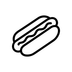 Minimalist hot dog with wavy topping. Icon Symbol Illustration
