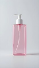 Minimalist Pastel Pink Translucent Plastic Pump Bottle on White Background &ndash; Sleek Modern Design