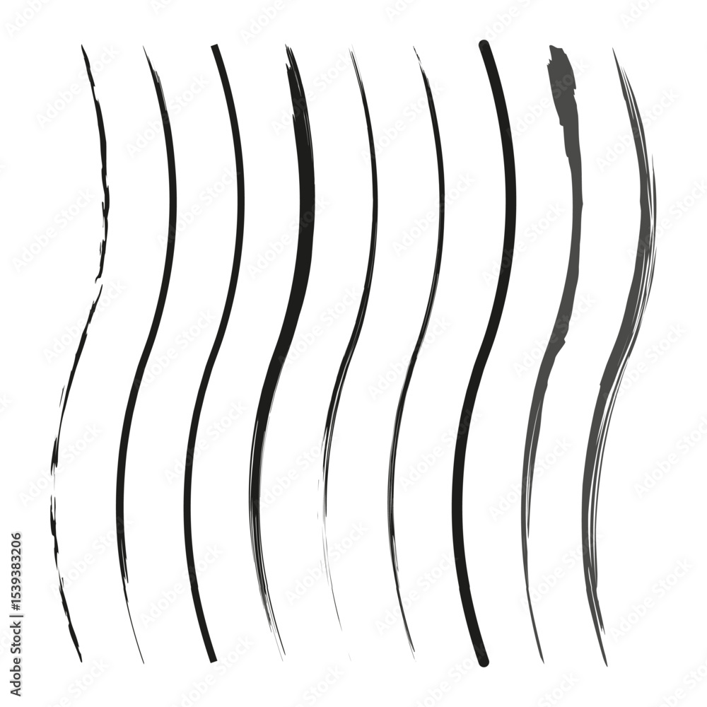 Poster curved black lines. smooth contour path. abstract wave stroke. vector motion shape. e