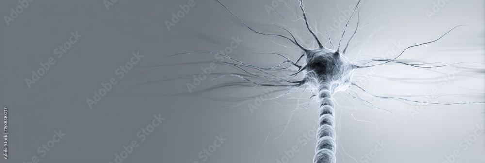 Aufkleber Minimalistic Representation of Spinal Cord With Nerve Branches Highlighting Neural Connections and Structures