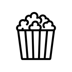 Striped container overflows with airy snacks. Icon Symbol Illustration