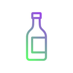 Stylized Wine Bottle with PurpleGreen Gradient. Icon Symbol Illustration