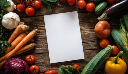 Fresh produce arrangement with blank paper