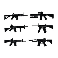 Modern Assault Rifle Silhouettes Collection