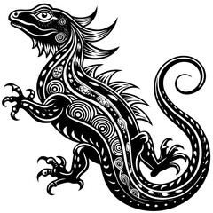 Fototapeta premium A mystical dragon lizard formed from flowing ink