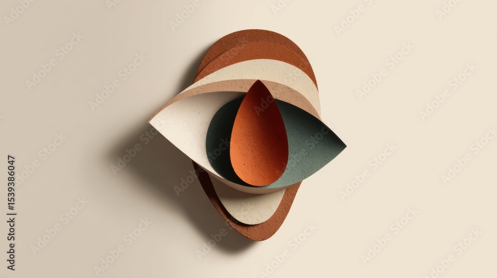 Aufkleber Expression of Emotion Captured in a Clay Tear and Abstract Eye Shape Featuring Muted Tones in a Minimalist Setting