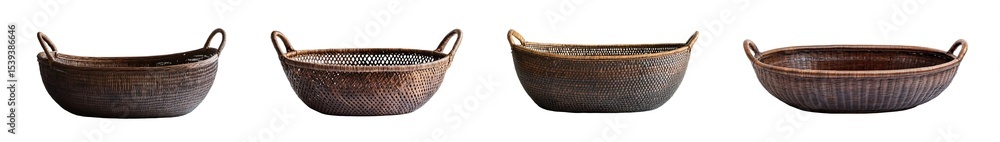Poster set of oval-shaped containers with handles, displayed in a setting. isolated on transparent backgrou