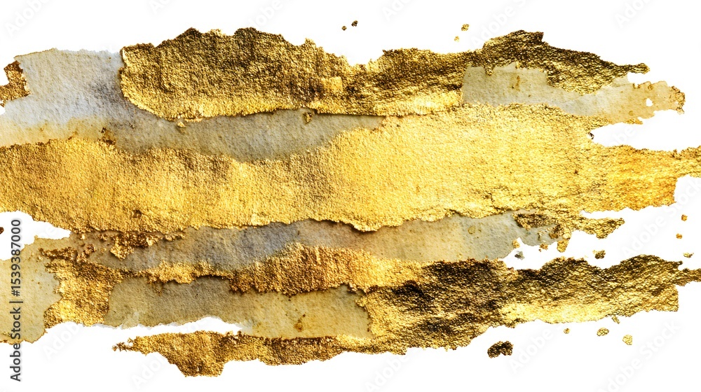 Poster abstract golden paint strokes on a white background, ideal for adding a luxurious touch to design pr