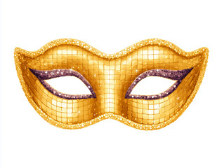 Golden decorative mask with sparkling gems perfect for festive celebrations and masquerade balls at night