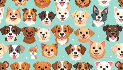 Fototapeta premium Happy Dogs Seamless Pattern.