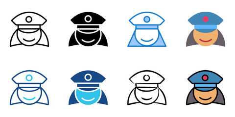 Policewoman icon set multiple style collection 
