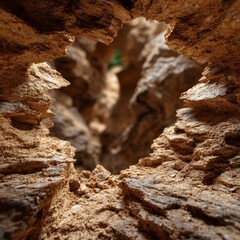 Dramatic Textured Hole in Wood  Abstract Brown  Canyon  Rough  Gnarled  Cracked  Detailed