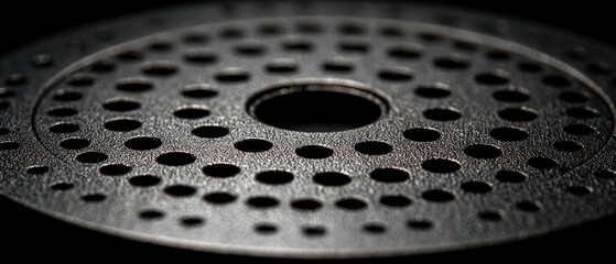 Abstract Dark Grey Metal Texture with Holes  Closeup Industrial Background