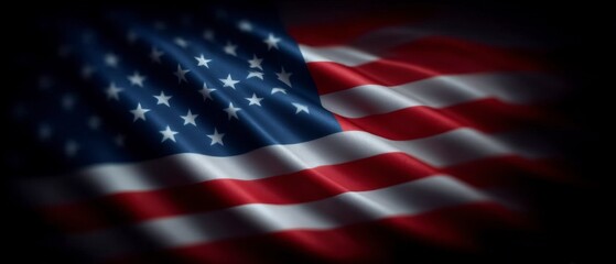 Dramatic Close up of Waving American Flag  Patriotism  Independence Day