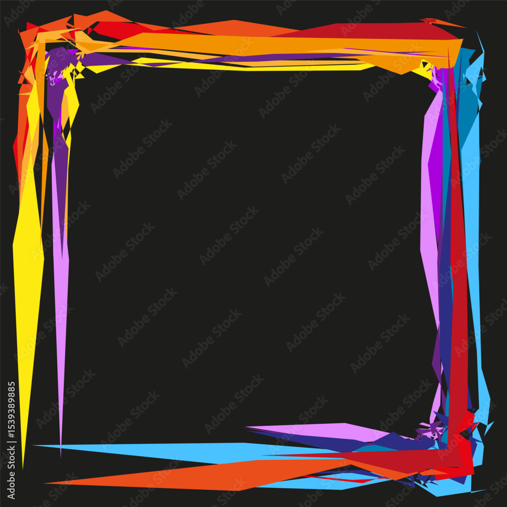 Poster abstract colorful frame. vibrant border element. grunge paint texture. vector artistic design.