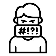 cursing emotion outline icon man avatar angry