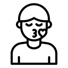 kiss emotion outline icon man avatar affection