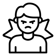 angry emotion outline icon man avatar mad