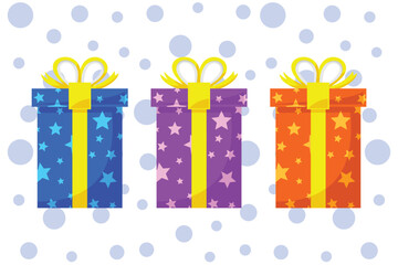 Gift Box Present with Various Bright Colorful Wrapper Cartoon Vector Set Collection