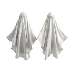 Fototapeta premium Pair of Ghostly Cotton Fabric Sheets Floating, PNG file for mock-up