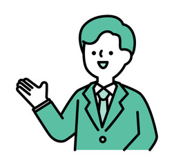 笑顔で話すスーツのビジネスパーソンの男性のベクターイラスト